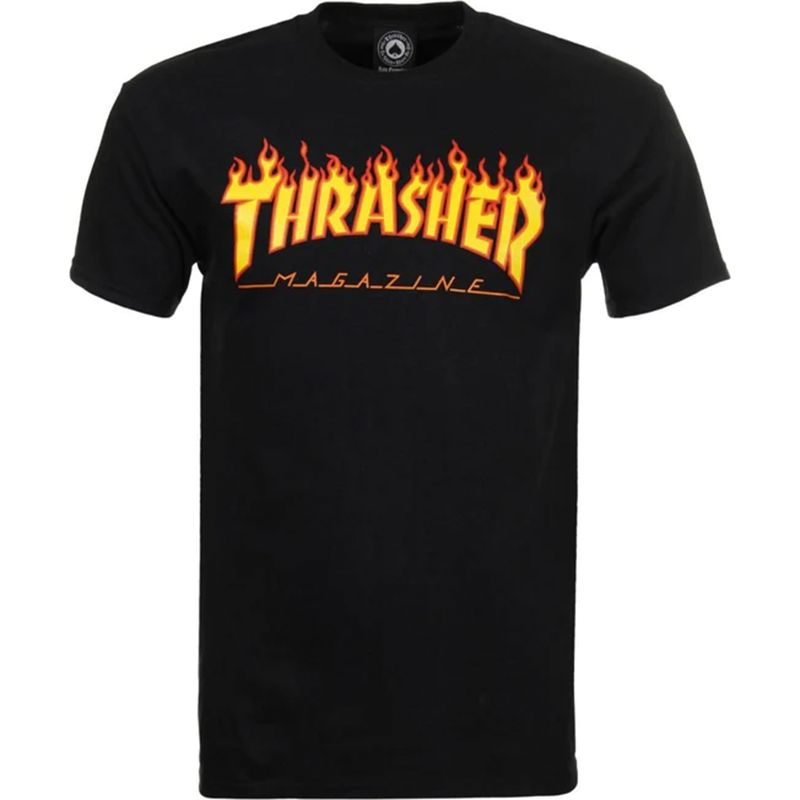 Thrasher T Shirt Flame Logo Black L ADULT Rawee Skateboards